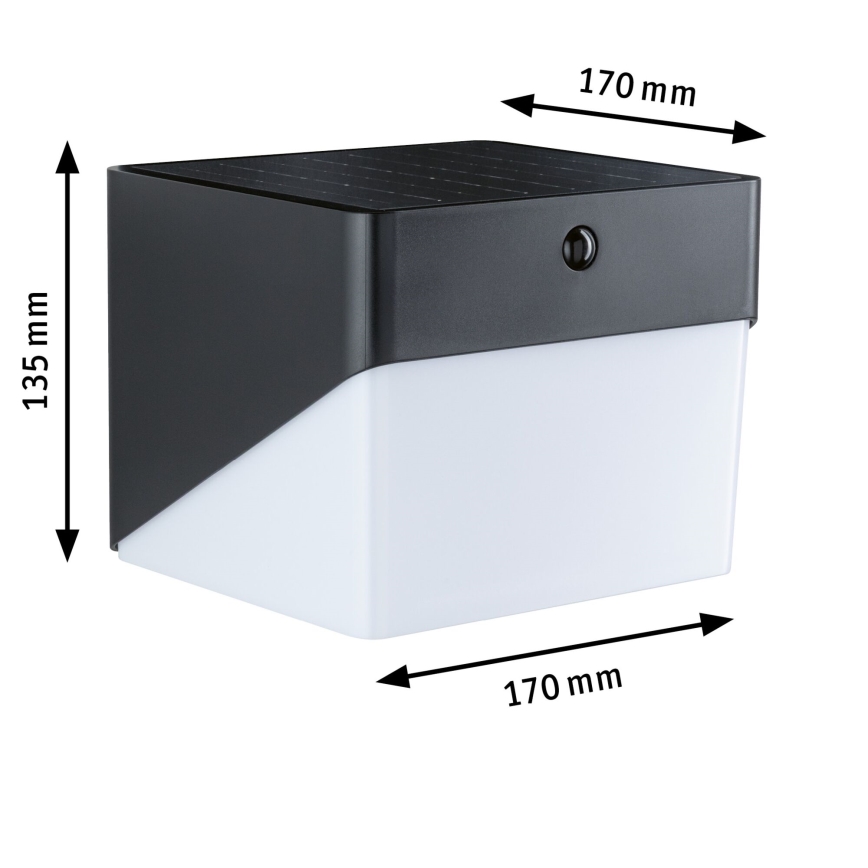 Paulmann 95746 - LED/2,3W IP44 Solar-Wandleuchte mit Sensor EILEEN 3,7/230V 4000 mAh schwarz