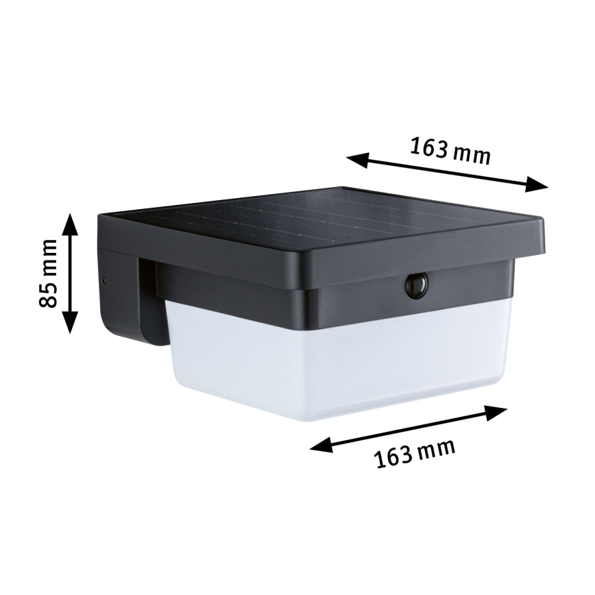 Paulmann 95748 - LED/2,3W IP44 Solar-Außenwandleuchte mit Sensor ISLEEN 3,7/230V 4000 mAh schwarz
