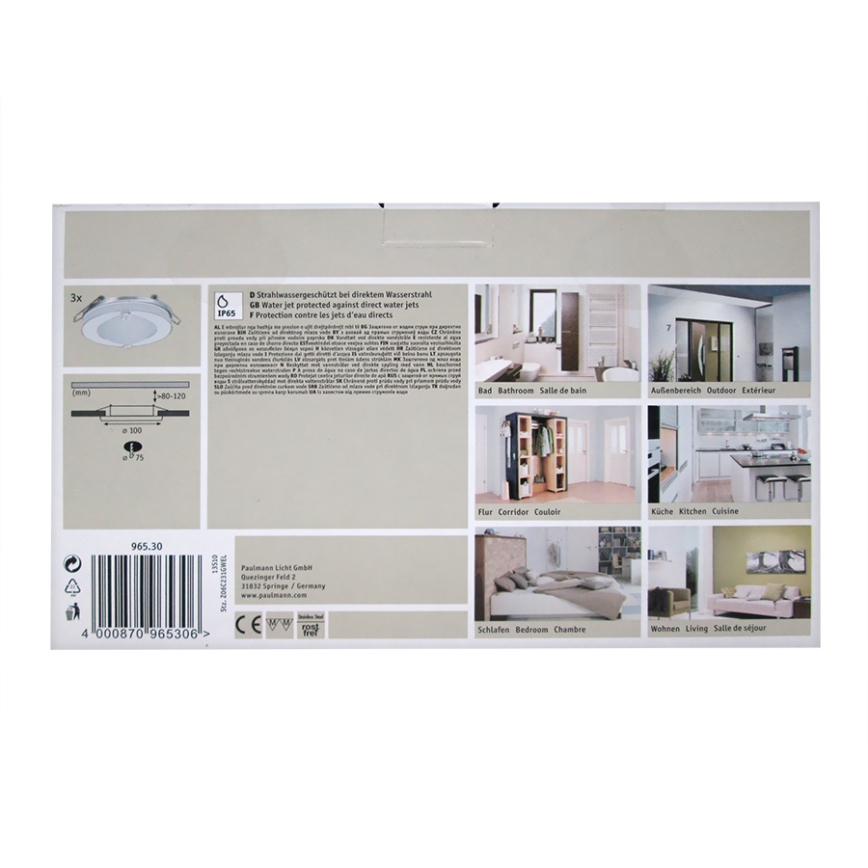 Paulmann 96530 - SET 3x Badezimmer Einbauleuchte 3x35W IP65