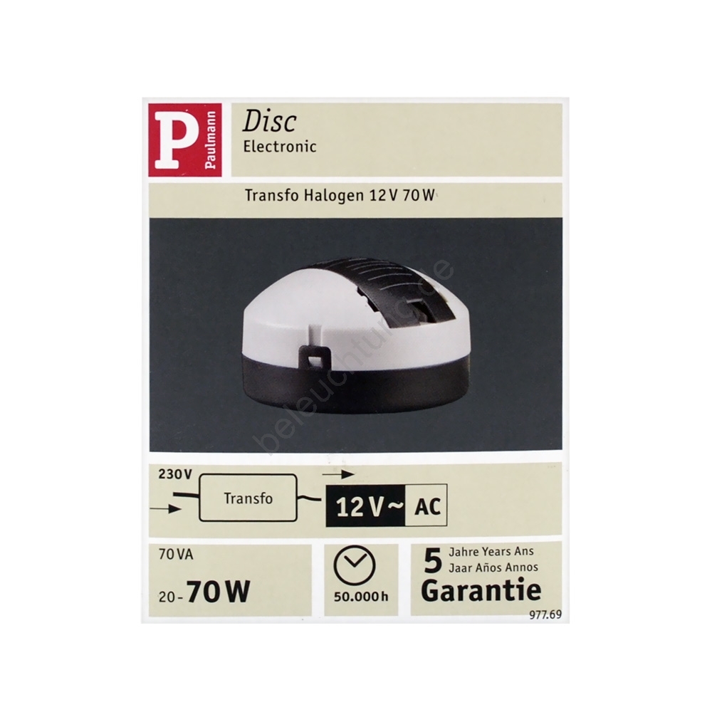 Paulmann 97769 - Elektronischer Transformator 20-70W/230V/12V