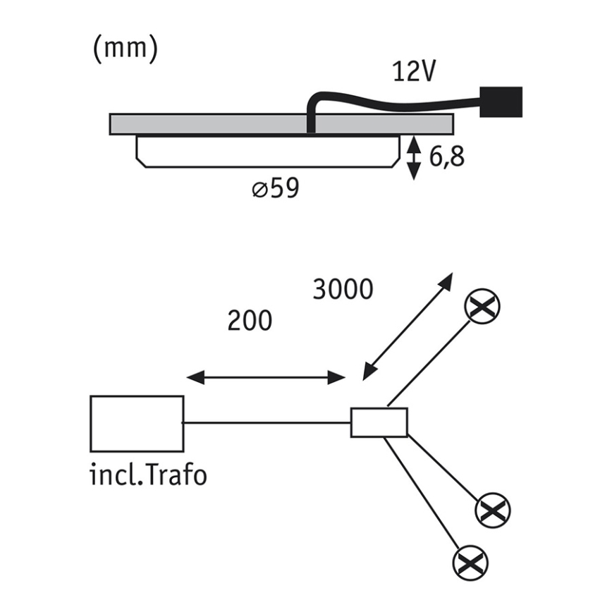 Paulmann 98775 - SET 3x LED Einbauleuchte MICRO LINE 3xLED/0,7W/230V/12V