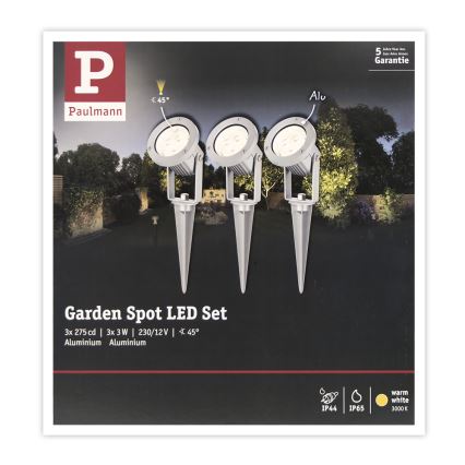 Paulmann 98845 - SET 3x LED/3W IP65 Scheinwerfer GARDENSPOT 230V