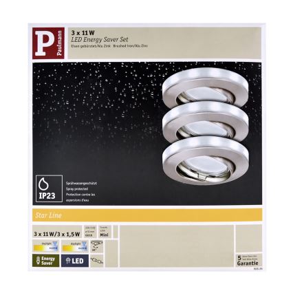 Paulmann 98886 - SET 3x LED Einbauleuchte STAR 3xGU10/11W/230V/3x1,5W/12V