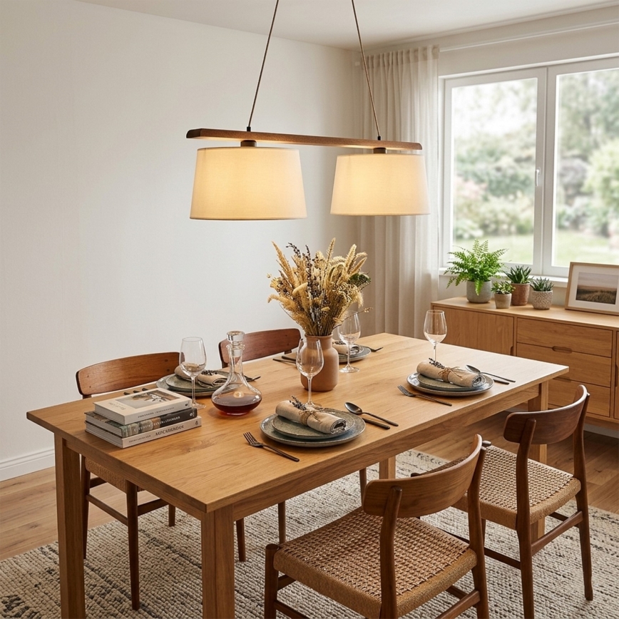 Pendelleuchte AIDA 2xE27/15W/230V Ø 35 cm Eiche/Creme