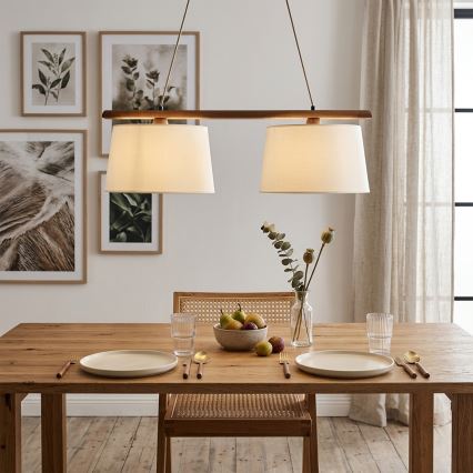 Pendelleuchte AIDA 2xE27/15W/230V Ø 35 cm Eiche/Creme