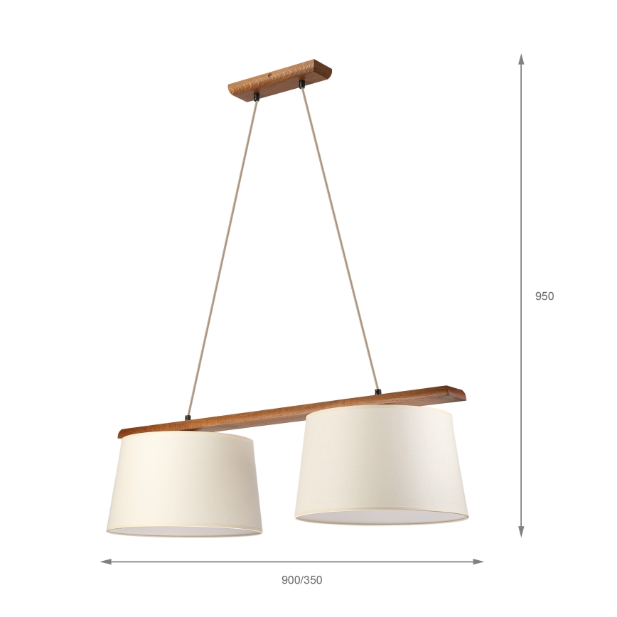 Pendelleuchte AIDA 2xE27/15W/230V Ø 35 cm Eiche/Creme