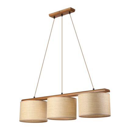 Pendelleuchte AIDA, 3xE27/15W/230V, Ø 25 cm, Eiche/Raffia