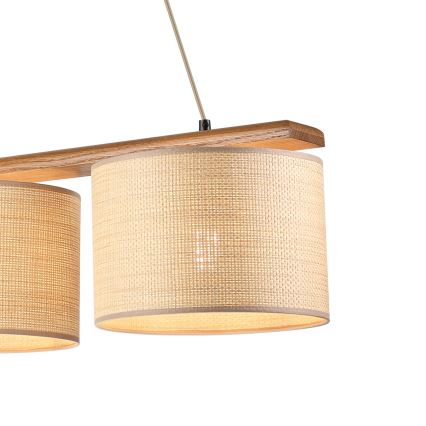 Pendelleuchte AIDA, 3xE27/15W/230V, Ø 25 cm, Eiche/Raffia