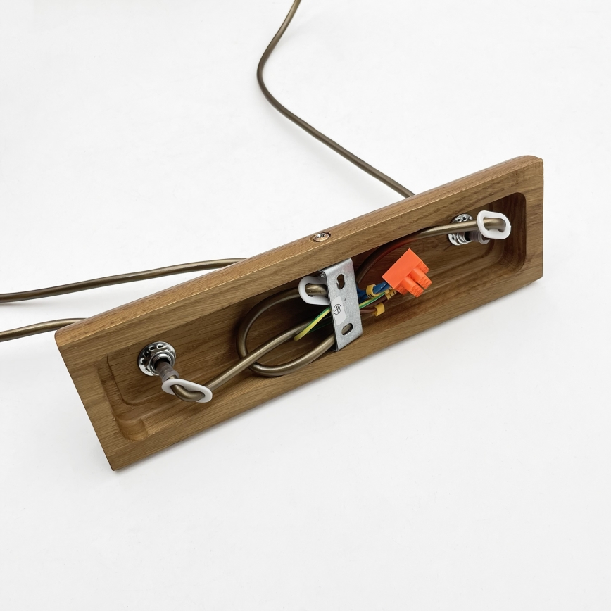 Pendelleuchte AIDA, 3xE27/15W/230V, Ø 25 cm, Eiche/Raffia