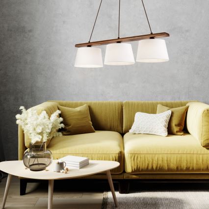 Pendelleuchte AIDA mit Kabel, 3×E27/60W/230V, Ø 25 cm, Eiche/Nussbaum