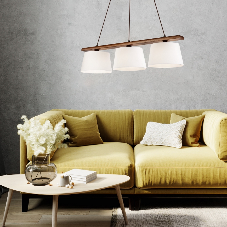 Pendelleuchte AIDA mit Kabel, 3×E27/60W/230V, Ø 25 cm, Eiche/Nussbaum