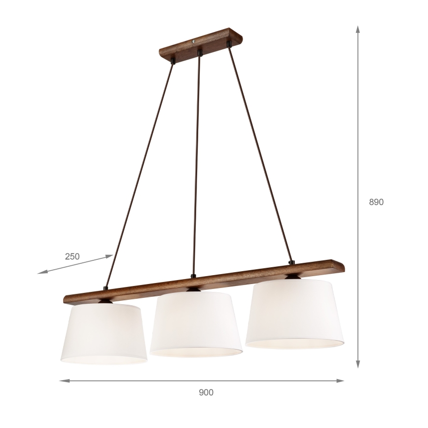 Pendelleuchte AIDA mit Kabel, 3×E27/60W/230V, Ø 25 cm, Eiche/Nussbaum