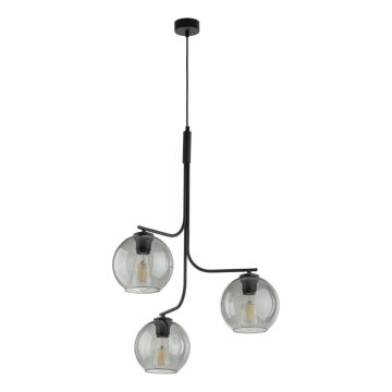 Pendelleuchte am Kabel CESAR 3xE27/15W/230V schwarz/rauchgrau