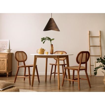 Pendelleuchte an Drahtseil 1xE27/60W/230V Ø 45 cm Massivholz/Nussbaum/Gummibaumholz