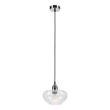Pendelleuchte an Drahtseil FLO 1xE27/15W/230V glänzender Chrom/klar