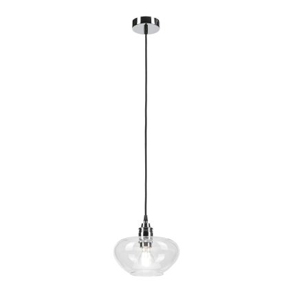 Pendelleuchte an Drahtseil FLO 1xE27/15W/230V glänzender Chrom/klar