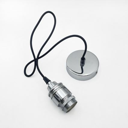 Pendelleuchte an Drahtseil FLO 1xE27/15W/230V glänzender Chrom/klar