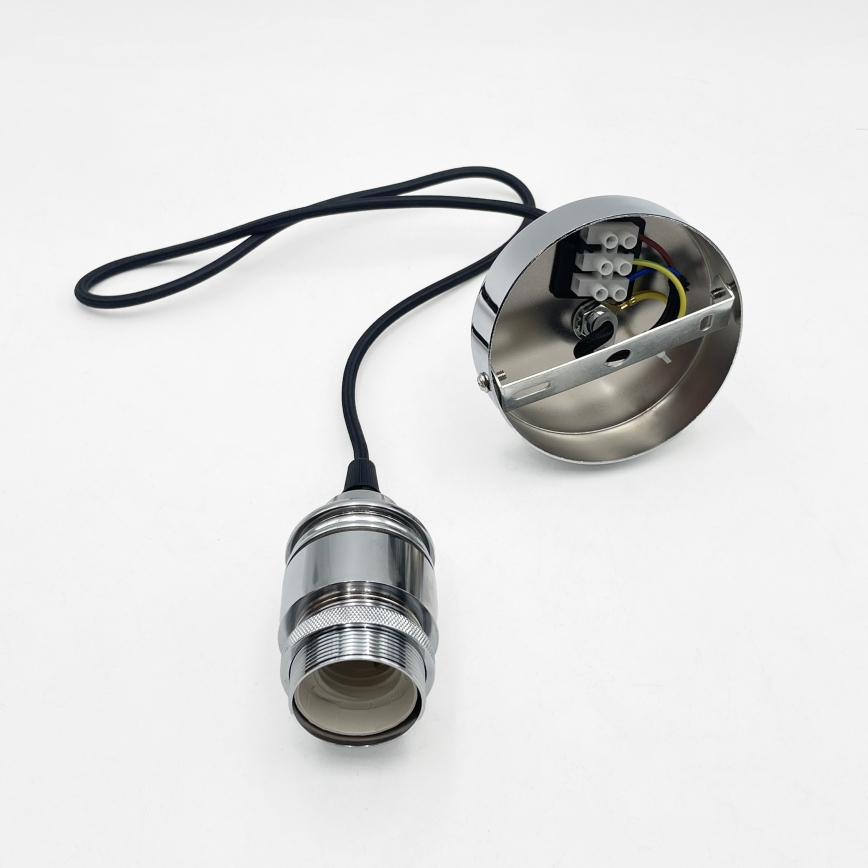 Pendelleuchte an Drahtseil FLO 1xE27/15W/230V glänzender Chrom/klar