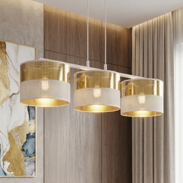 Pendelleuchte an Drahtseil LUX 3xE27/15W/230V weiß/gold