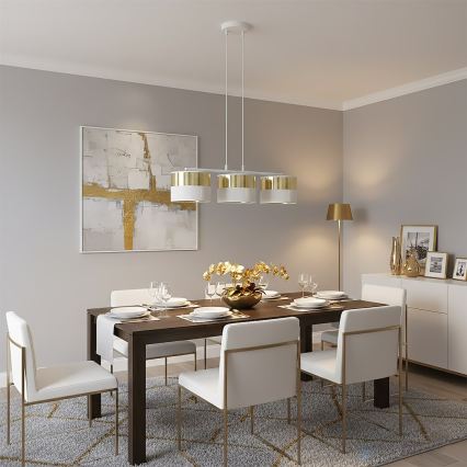 Pendelleuchte an Drahtseil LUX 3xE27/15W/230V weiß/gold