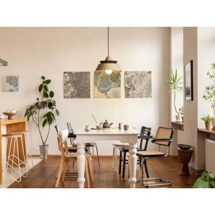 Pendelleuchte an Kabel, 1x E27/60W/230V, Ø 33 cm, Massivholz – Eiche/Walnuss/Kautschukholz