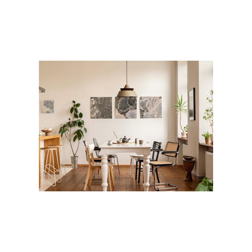 Pendelleuchte an Kabel, 1x E27/60W/230V, Ø 33 cm, Massivholz – Eiche/Walnuss/Kautschukholz