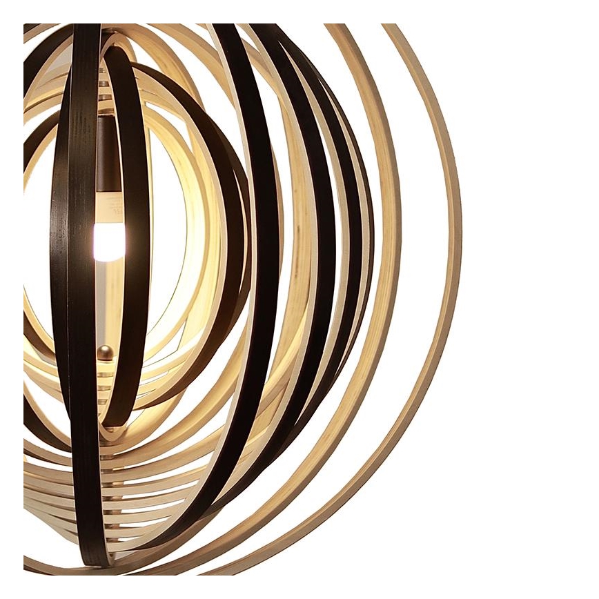 Pendelleuchte an Kabel, 1x E27/60W/230V, Ø 50 cm, massiv/Furnier/Gummibaumholz