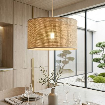 Pendelleuchte an Kabel AIDA 1xE27/15W/230V Ø 35 cm Eiche/Raffia