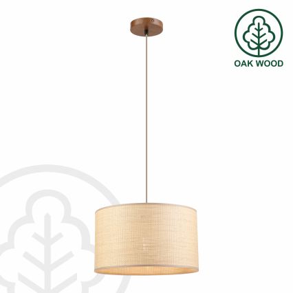 Pendelleuchte an Kabel AIDA 1xE27/15W/230V Ø 35 cm Eiche/Raffia