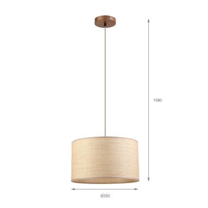 Pendelleuchte an Kabel AIDA 1xE27/15W/230V Ø 35 cm Eiche/Raffia