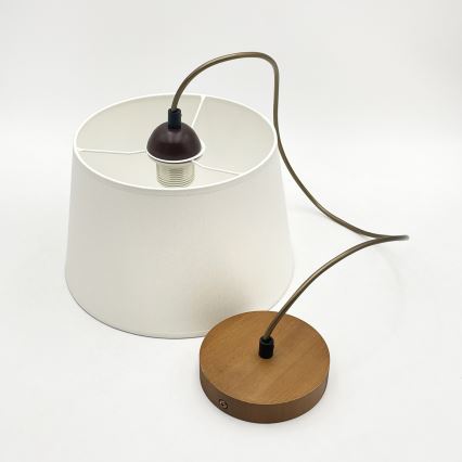 Pendelleuchte an Kabel AIDA 1xE27/60W/230V Ø 25 cm Eiche/Braun/Weiß