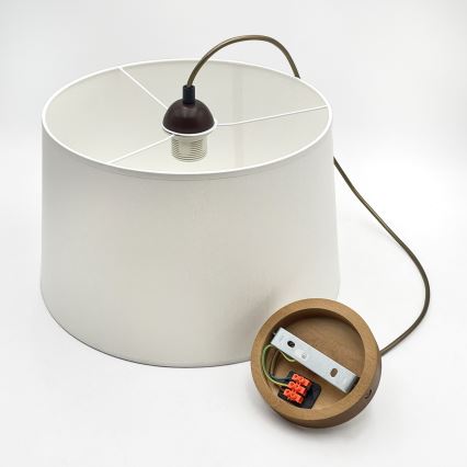 Pendelleuchte an Kabel AIDA 1xE27/60W/230V Ø 35 cm Eiche/Braun/Weiß