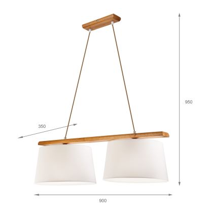 Pendelleuchte an Kabel AIDA 2xE27/60W/230V Ø 35 cm Eiche