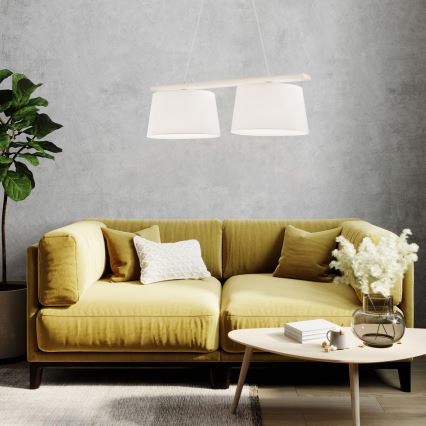 Pendelleuchte an Kabel AIDA 2xE27/60W/230V Ø 35 cm Eiche/Weiß