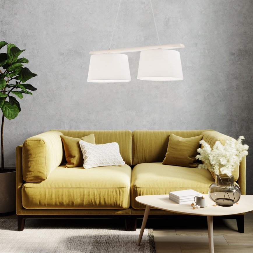 Pendelleuchte an Kabel AIDA 2xE27/60W/230V Ø 35 cm Eiche/Weiß