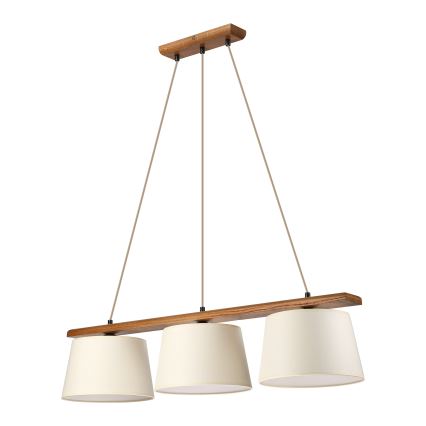 Pendelleuchte an Kabel AIDA 3xE27/15W/230V Ø 25 cm Eiche/Creme