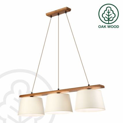 Pendelleuchte an Kabel AIDA 3xE27/15W/230V Ø 25 cm Eiche/Creme