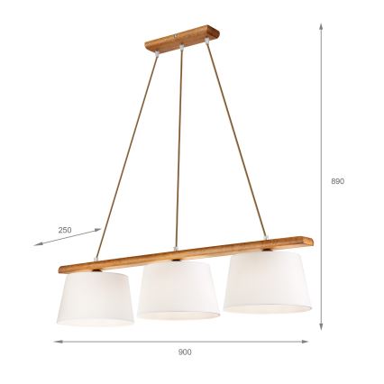 Pendelleuchte an Kabel AIDA 3xE27/60W/230V pr. 25 cm Eiche