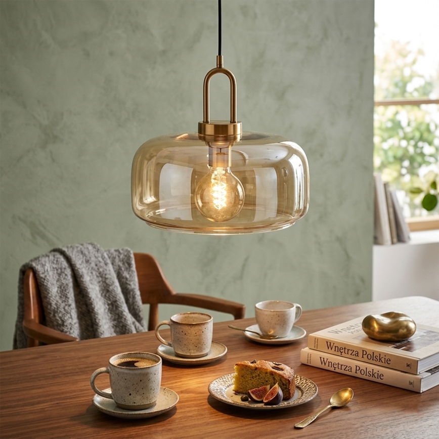 Pendelleuchte an Kabel AMAYA 1xE27/15W/230V gold/rauchbeige
