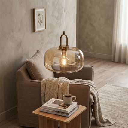 Pendelleuchte an Kabel AMAYA 1xE27/15W/230V gold/rauchbeige