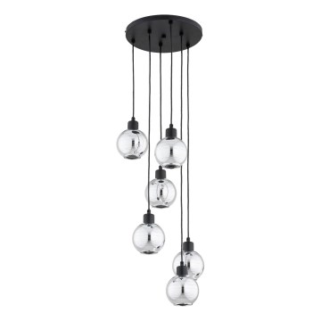 Pendelleuchte an Kabel ARVENE 6xE27/15W/230V schwarz/glänzender Chrom