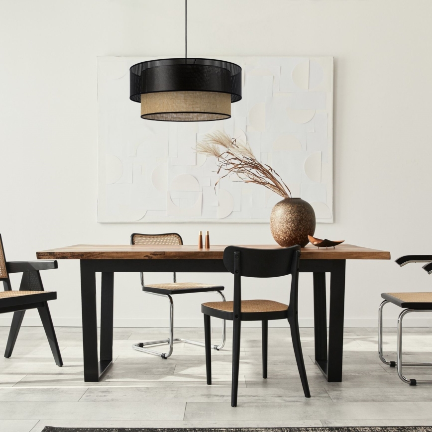 Pendelleuchte an Kabel BORHO 1xE27/60W/230V Ø 40 cm schwarz/jute