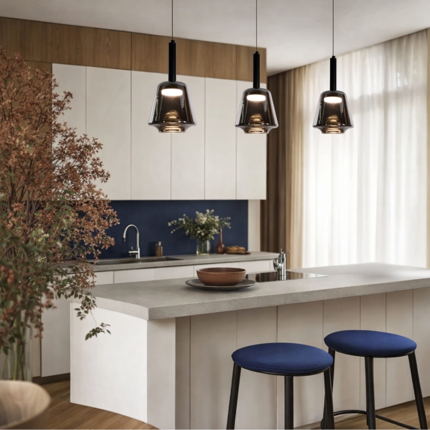 Pendelleuchte an Kabel BUENO 1xGX53/9W/230V Ø 18 cm rauchschwarz