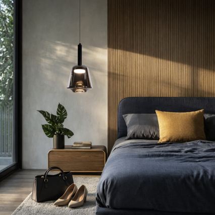 Pendelleuchte an Kabel BUENO 1xGX53/9W/230V Ø 18 cm rauchschwarz