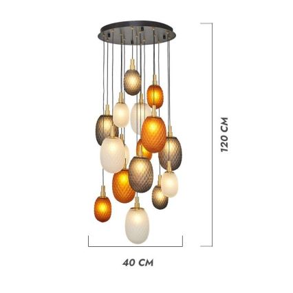 Pendelleuchte an Kabel CACTUS 16xG9/5W/230V kupferfarben/grau/weiß