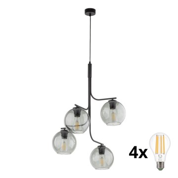 Pendelleuchte an Kabel CESAR 4xE27/15W/230V schwarz/rauchgrau