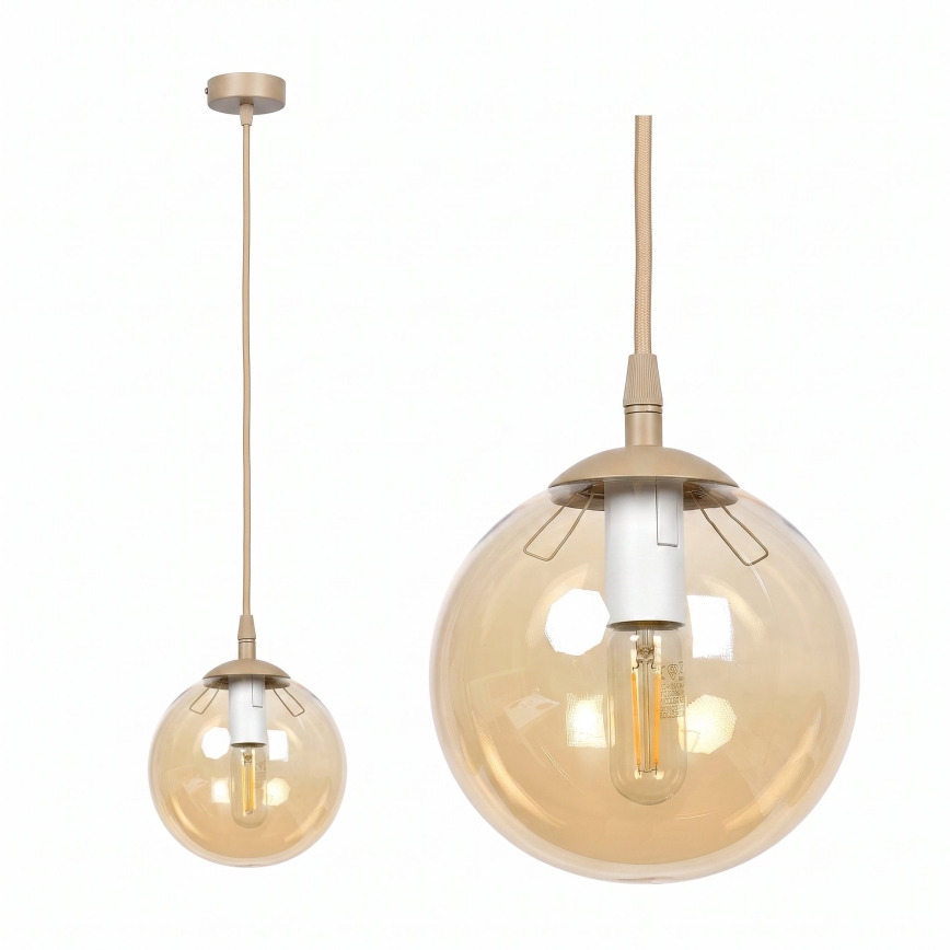 Pendelleuchte an Kabel COSMO 1xE14/10W/230V Ø 14 cm beige/rauchbeige