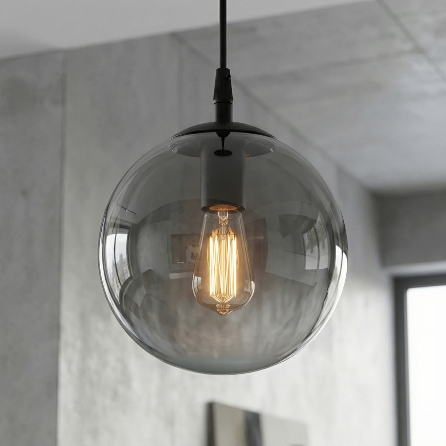 Pendelleuchte an Kabel COSMO 1xE14/10W/230V Ø 14 cm schwarz/rauchschwarz