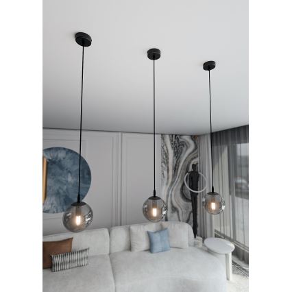 Pendelleuchte an Kabel COSMO 1xE14/10W/230V Ø 14 cm schwarz/rauchschwarz