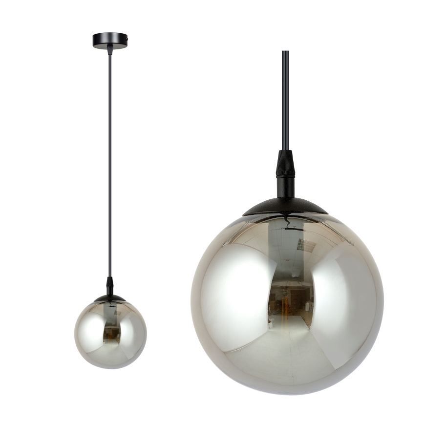 Pendelleuchte an Kabel COSMO 1xE14/10W/230V Ø 14 cm schwarz/rauchschwarz